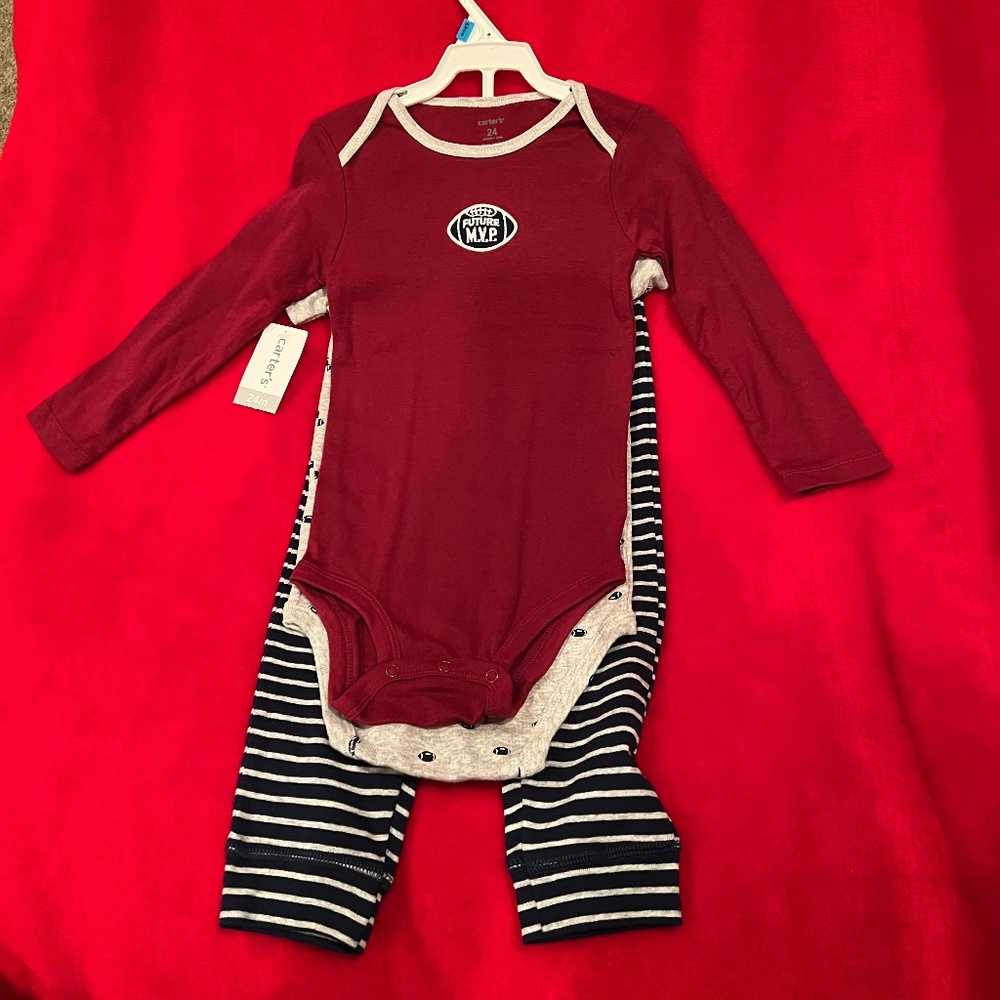 Football -3 piece Carter’s football ensemble.  Size 24 months